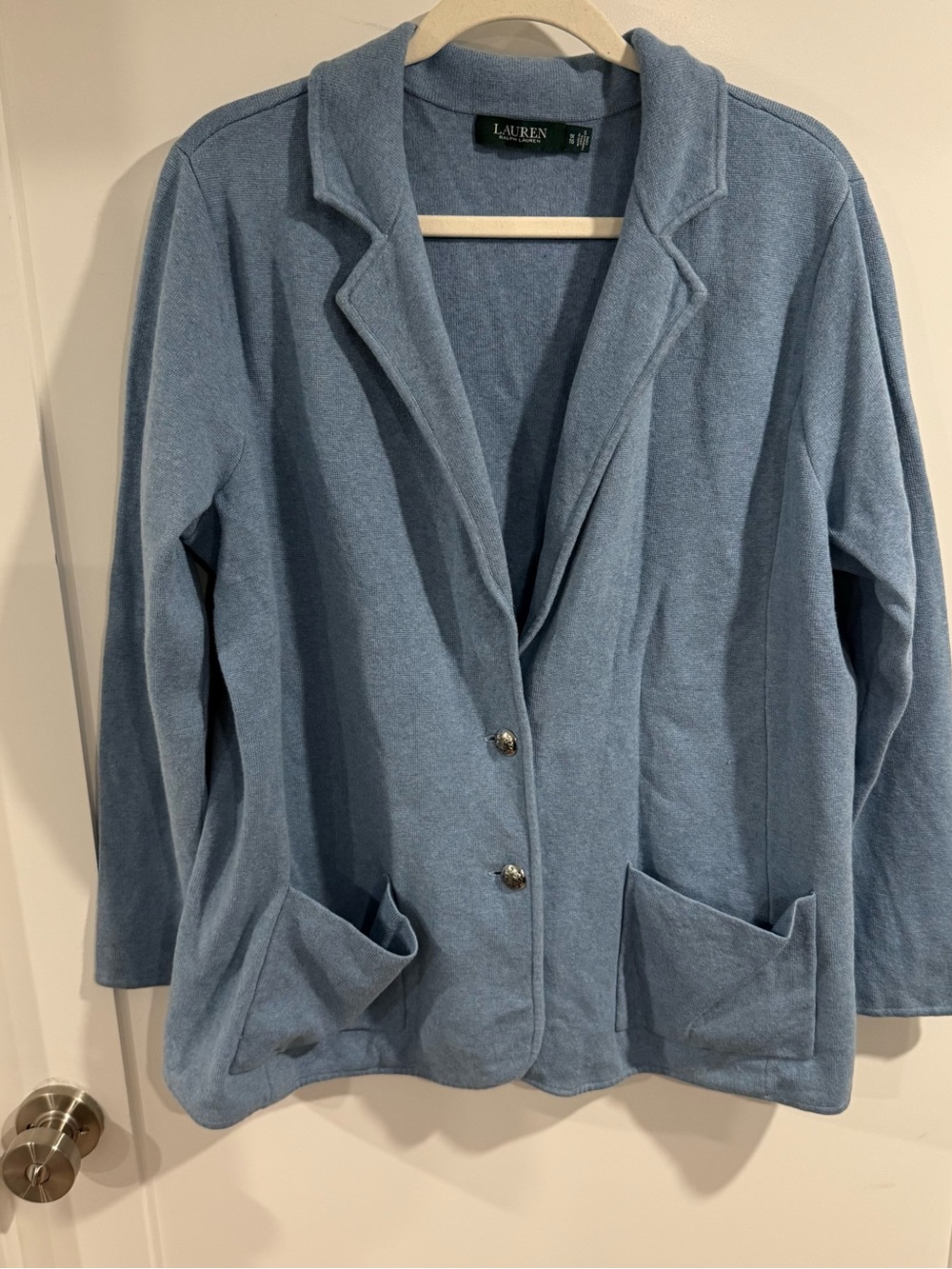 Ralph Lauren Light Blue Relaxed Knit Blazer Jacket Cardigan